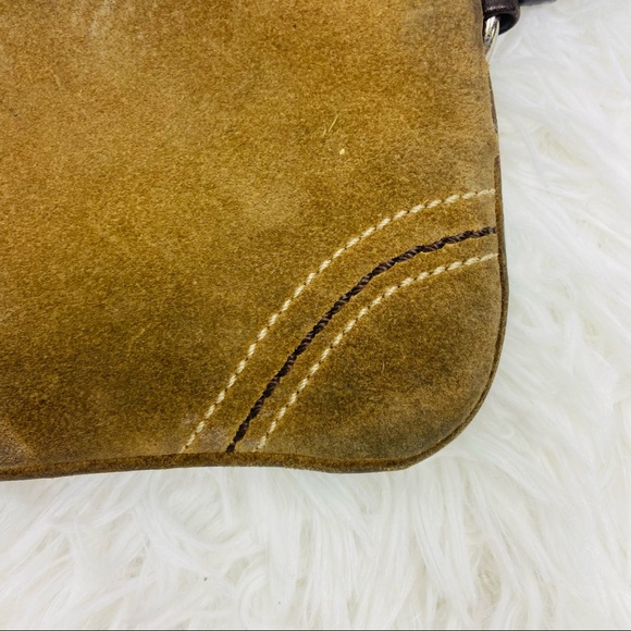 COACH brown suede leather small clutch wrist wallet - Picture 10 of 14